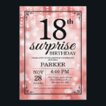 Surprise 18th Birthday Invitation Red Glitter<br><div class="desc">Surprise 18th Birthday Invitation with Red String Lights with Red Glitter Background. Red Birthday. Adult Birthday. Men or Women Bday Invite. 13th 15th 16th 18th 20th 21st 30th 40th 50th 60th 70th 80th 90th 100th, Any age. For further customisation, please click the "Customise it" button and use our design tool...</div>