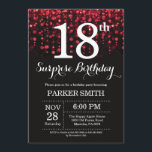 Surprise 18th Birthday Invitation Red Glitter<br><div class="desc">Surprise 18th Birthday Invitation with Red String Lights with Red Glitter Background. Red Birthday. Adult Birthday. Men or Women Bday Invite. 13th 15th 16th 18th 20th 21st 30th 40th 50th 60th 70th 80th 90th 100th, Any age. For further customisation, please click the "Customise it" button and use our design tool...</div>