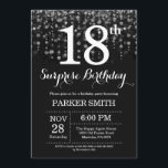 Surprise 18th Birthday Invitation Silver Glitter<br><div class="desc">Surprise 18th Birthday Invitation with Silver String Lights with Silver Glitter Background. Silver Birthday. Adult Birthday. Men or Women Bday Invite. 13th 15th 16th 18th 20th 21st 30th 40th 50th 60th 70th 80th 90th 100th, Any age. For further customisation, please click the "Customise it" button and use our design tool...</div>