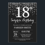 Surprise 18th Birthday Invitation Silver Glitter<br><div class="desc">Surprise 18th Birthday Invitation with Silver String Lights with Silver Glitter Background. Silver Birthday. Adult Birthday. Men or Women Bday Invite. 13th 15th 16th 18th 20th 21st 30th 40th 50th 60th 70th 80th 90th 100th, Any age. For further customisation, please click the "Customise it" button and use our design tool...</div>