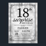 Surprise 18th Birthday Invitation Silver Glitter<br><div class="desc">Surprise 18th Birthday Invitation with Silver String Lights with Silver Glitter Background. Silver Birthday. Adult Birthday. Men or Women Bday Invite. 13th 15th 16th 18th 20th 21st 30th 40th 50th 60th 70th 80th 90th 100th, Any age. For further customisation, please click the "Customise it" button and use our design tool...</div>