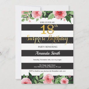 Surprise 18th Birthday Invitation Women Floral