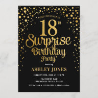 Surprise 18th Birthday Party - Black & Gold