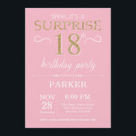 Surprise 18th Birthday Pink and Gold Glitter Invitation<br><div class="desc">Surprise 18th Birthday Invitation with Pink and Gold Glitter Background. Adult Birthday. Men or Women Bday Invite. Any age. For further customisation,  please click the "Customise it" button and use our design tool to modify this template.</div>
