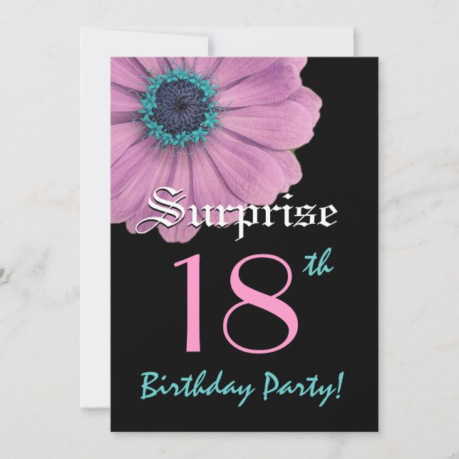 SURPRISE 18th Birthday Template Pink Daisy (Front)