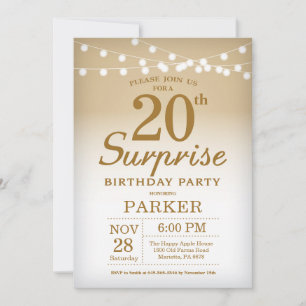 Surprise 20th Birthday Invitation Gold