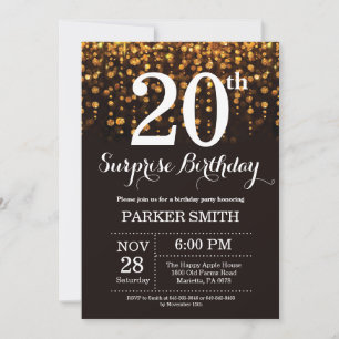 Surprise 20th Birthday Invitation Gold Glitter