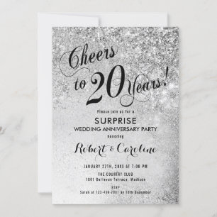 Surprise 20th Wedding Anniversary - Silver Invitation