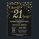 Surprise 21st Birthday Black and Gold Diamond Invitation<br><div class="desc">Surprise 21st Birthday Invitation with Black and Gold Glitter Diamond Background. Gold Confetti. Adult Birthday. Male Men or Women Birthday. For further customisation,  please click the "Customise it" button and use our design tool to modify this template.</div>