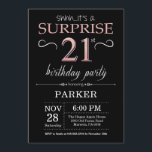 Surprise 21st Birthday Black and Rose Pink Gold Invitation<br><div class="desc">Surprise 21st Birthday Invitation with Black and Rose Pink Gold Glitter Background. Chalkboard. Adult Birthday. Men or Women Bday Invite. Any age. For further customisation,  please click the "Customise it" button and use our design tool to modify this template.</div>