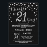 Surprise 21st Birthday Black and Silver Diamond Invitation<br><div class="desc">Surprise 21st Birthday Invitation with Black and Silver Glitter Diamond Background. Silver Confetti. Adult Birthday. Male Men or Women Birthday. For further customisation,  please click the "Customise it" button and use our design tool to modify this template.</div>