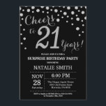 Surprise 21st Birthday Black and Silver Diamond Invitation<br><div class="desc">Surprise 21st Birthday Invitation with Black and Silver Glitter Diamond Background. Silver Confetti. Adult Birthday. Male Men or Women Birthday. For further customisation,  please click the "Customise it" button and use our design tool to modify this template.</div>