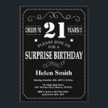 Surprise 21st Birthday Black and White Chalkboard Invitation<br><div class="desc">Surprise 21st Birthday Invitation Black and White Typography. Chalkboard. Black and White Background. Adult Birthday. Male Men or Women Birthday. Kids Boy or Girl Lady Teen Teenage Bday Invite. 13th 15th 16th 18th 20th 21st 30th 40th 50th 60th 70th 80th 90th 100th. Any Age. For further customisation, please click the...</div>