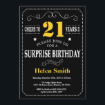 Surprise 21st Birthday Black and Yellow Chalkboard Invitation<br><div class="desc">Surprise 21st Birthday Invitation Black and Yellow Typography. Chalkboard. Black and White Background. Adult Birthday. Male Men or Women Birthday. Kids Boy or Girl Lady Teen Teenage Bday Invite. 13th 15th 16th 18th 20th 21st 30th 40th 50th 60th 70th 80th 90th 100th. Any Age. For further customisation, please click the...</div>