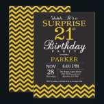 Surprise 21st Birthday Black and Yellow Chevron Invitation<br><div class="desc">Surprise 21st Birthday Invitation with Black and Yellow Chevron. Chalkboard. Adult Birthday. Man or Women Bday Invite. For further customisation,  please click the "Customise it" button and use our design tool to modify this template.</div>