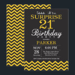 Surprise 21st Birthday Black and Yellow Chevron Invitation<br><div class="desc">Surprise 21st Birthday Invitation with Black and Yellow Chevron. Chalkboard. Adult Birthday. Man or Women Bday Invite. For further customisation,  please click the "Customise it" button and use our design tool to modify this template.</div>