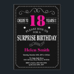 Surprise 21st Birthday Hot Pink and Black Invitation<br><div class="desc">Surprise 18th Birthday Invitation Hot Pink and Black Typography. Chalkboard. Black and White Background. Adult Birthday. Male Men or Women Birthday. Kids Boy or Girl Lady Teen Teenage Bday Invite. 13th 15th 16th 18th 20th 21st 30th 40th 50th 60th 70th 80th 90th 100th. Any Age. For further customisation, please click...</div>