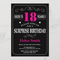 Surprise 21st Birthday Hot Pink and Black
