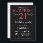 Surprise 21st Birthday Invitation Black and Red<br><div class="desc">Surprise 21st Birthday Invitation with Black and Red Glitter Background. Chalkboard. Adult Birthday. Men or Women Bday Invite. Any age. For further customisation,  please click the "Customise it" button and use our design tool to modify this template.</div>