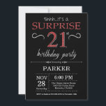 Surprise 21st Birthday Invitation Black and Red<br><div class="desc">Surprise 21st Birthday Invitation with Black and Red Glitter Background. Chalkboard. Adult Birthday. Men or Women Bday Invite. Any age. For further customisation,  please click the "Customise it" button and use our design tool to modify this template.</div>
