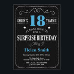Surprise 21st Birthday Invitation Blue and Black<br><div class="desc">Surprise 18th Birthday Invitation Blue and Black Typography. Chalkboard. Black and White Background. Adult Birthday. Male Men or Women Birthday. Kids Boy or Girl Lady Teen Teenage Bday Invite. 13th 15th 16th 18th 20th 21st 30th 40th 50th 60th 70th 80th 90th 100th. Any Age. For further customisation, please click the...</div>