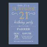 Surprise 21st Birthday Invitation Blue and Gold<br><div class="desc">Surprise 21st Birthday Invitation with Blue and Gold Glitter Background. Adult Birthday. Men or Women Bday Invite. Any age. For further customisation,  please click the "Customise it" button and use our design tool to modify this template.</div>