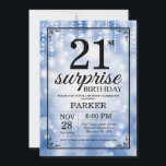 Surprise 21st Birthday Invitation Blue Glitter<br><div class="desc">Surprise 21st Birthday Invitation with Blue String Lights with Blue Glitter Background. Blue Birthday. Adult Birthday. Men or Women Bday Invite. 13th 15th 16th 18th 20th 21st 30th 40th 50th 60th 70th 80th 90th 100th, Any age. For further customisation, please click the "Customise it" button and use our design tool...</div>