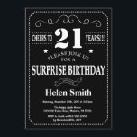 Surprise 21st Birthday Invitation Chalkboard<br><div class="desc">Surprise 21st Birthday Invitation Chalkboard. Black and White Background. Adult Birthday. Male Men or Women Birthday. Kids Boy or Girl Lady Teen Teenage Bday Invite. 13th 15th 16th 18th 20th 21st 30th 40th 50th 60th 70th 80th 90th 100th. Any Age. For further customisation, please click the "Customise it" button and...</div>