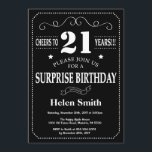 Surprise 21st Birthday Invitation Chalkboard<br><div class="desc">Surprise 21st Birthday Invitation Chalkboard. Black and White Background. Adult Birthday. Male Men or Women Birthday. Kids Boy or Girl Lady Teen Teenage Bday Invite. 13th 15th 16th 18th 20th 21st 30th 40th 50th 60th 70th 80th 90th 100th. Any Age. For further customisation, please click the "Customise it" button and...</div>