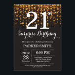 Surprise 21st Birthday Invitation Gold Glitter<br><div class="desc">Surprise 21st Birthday Invitation with Gold String Lights with Gold Glitter Background. Gold Birthday. Adult Birthday. Men or Women Bday Invite. 13th 15th 16th 18th 20th 21st 30th 40th 50th 60th 70th 80th 90th 100th, Any age. For further customisation, please click the "Customise it" button and use our design tool...</div>
