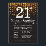 Surprise 21st Birthday Invitation Gold Glitter<br><div class="desc">Surprise 21st Birthday Invitation with Gold String Lights with Gold Glitter Background. Gold Birthday. Adult Birthday. Men or Women Bday Invite. 13th 15th 16th 18th 20th 21st 30th 40th 50th 60th 70th 80th 90th 100th, Any age. For further customisation, please click the "Customise it" button and use our design tool...</div>