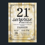 Surprise 21st Birthday Invitation Gold Glitter<br><div class="desc">Surprise 21st Birthday Invitation with Gold String Lights with Gold Glitter Background. Gold Birthday. Adult Birthday. Men or Women Bday Invite. 13th 15th 16th 18th 20th 21st 30th 40th 50th 60th 70th 80th 90th 100th, Any age. For further customisation, please click the "Customise it" button and use our design tool...</div>