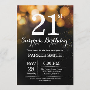 Surprise 21st Birthday Invitation Gold Glitter