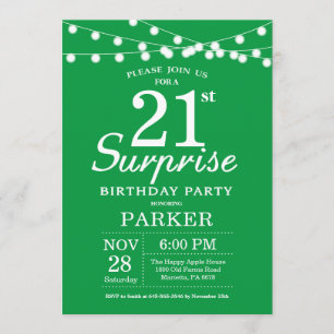 Surprise 21st Birthday Invitation Green