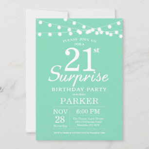Surprise 21st Birthday Invitation Mint Green