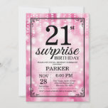 Surprise 21st Birthday Invitation Pink Glitter<br><div class="desc">Surprise 21st Birthday Invitation with Pink String Lights with Pink Glitter Background. Pink Birthday. Adult Birthday. Men or Women Bday Invite. 13th 15th 16th 18th 20th 21st 30th 40th 50th 60th 70th 80th 90th 100th, Any age. For further customisation, please click the "Customise it" button and use our design tool...</div>