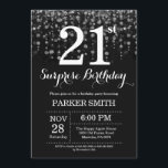 Surprise 21st Birthday Invitation Silver Glitter<br><div class="desc">Surprise 21st Birthday Invitation with Silver String Lights with Silver Glitter Background. Silver Birthday. Adult Birthday. Men or Women Bday Invite. 13th 15th 16th 18th 20th 21st 30th 40th 50th 60th 70th 80th 90th 100th, Any age. For further customisation, please click the "Customise it" button and use our design tool...</div>