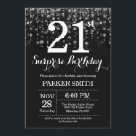 Surprise 21st Birthday Invitation Silver Glitter<br><div class="desc">Surprise 21st Birthday Invitation with Silver String Lights with Silver Glitter Background. Silver Birthday. Adult Birthday. Men or Women Bday Invite. 13th 15th 16th 18th 20th 21st 30th 40th 50th 60th 70th 80th 90th 100th, Any age. For further customisation, please click the "Customise it" button and use our design tool...</div>