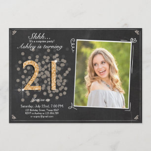 Surprise 21st birthday invite Chalkboard vintage