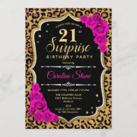 Surprise 21st Birthday - Leopard Black Gold Pink