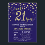 Surprise 21st Birthday Navy Blue and Gold Diamond Invitation<br><div class="desc">Surprise 21st Birthday Invitation with Navy Blue and Gold Glitter Diamond Background. Gold Confetti. Adult Birthday. Male Men or Women Birthday. For further customisation,  please click the "Customise it" button and use our design tool to modify this template.</div>