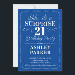 Surprise 21st Birthday Party - Navy White Invitation<br><div class="desc">Surprise 21st Birthday Party Invitation.
Simple classy design in navy and white. Surprise bday celebration for man or woman. Can be customised into any age!</div>