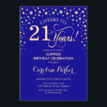 Surprise 21st Birthday Party - Royal Blue Gold Invitation<br><div class="desc">Surprise 21st Birthday Party Invitation.
Elegant design in sapphire royal blue and faux glitter gold. Features script font and diamonds confetti. Cheers to 21 Years! Message me if you need further customization.</div>