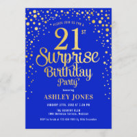 Surprise 21st Birthday Party - Royal Blue & Gold