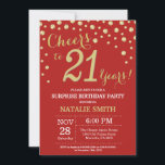 Surprise 21st Birthday Red and Gold Diamond Invitation<br><div class="desc">Surprise 21st Birthday Invitation with Red and Gold Glitter Diamond Background. Gold Confetti. Adult Birthday. Male Men or Women Birthday. For further customisation,  please click the "Customise it" button and use our design tool to modify this template.</div>
