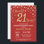 Surprise 21st Birthday Red and Gold Diamond Invitation<br><div class="desc">Surprise 21st Birthday Invitation with Red and Gold Glitter Diamond Background. Gold Confetti. Adult Birthday. Male Men or Women Birthday. For further customisation,  please click the "Customise it" button and use our design tool to modify this template.</div>