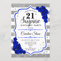 Surprise 21st Birthday - Silver White Royal Blue