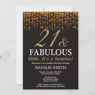 Surprise 21st Birthday Twenty One and Fabulous Invitation
