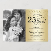 Surprise 25th Anniversary with Photo Gold Black