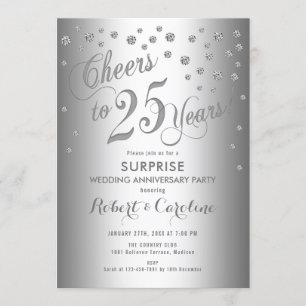 Surprise 25th Wedding Anniversary - Silver Invitation